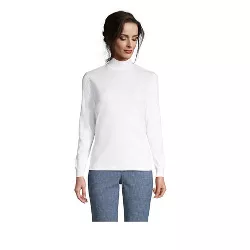 Lands' End Women's Tall Relaxed Cotton Long Sleeve Mock Turtleneck 