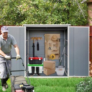 63.78"5x3FT Outdoor Storage Shed Waterproof Resin Cabinet with Lockable Doors for Bikes and Patio Furniture,Black - 1 of 4
