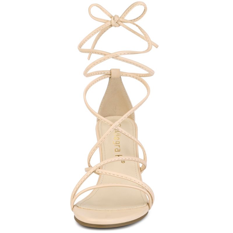 Allegra K Women's Lace Up Strappy Low Wedges Sandals, 2 of 7