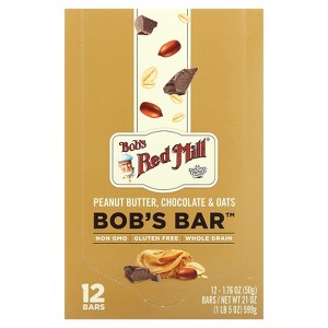 Bob's Red Mill Bob's Bar, Peanut Butter, Chocolate & Oats, 12 Bars, 1.76 oz (50 g) Each - 1 of 3
