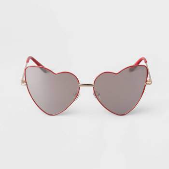 Women's Metal Heart Sunglasses - A New Day™ Pink