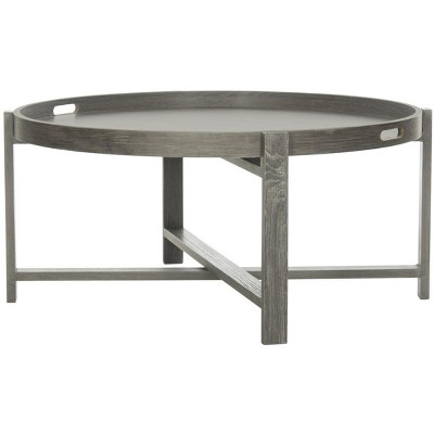 Cursten Dark Grey Wood X-Base Coffee Table