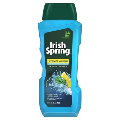 Irish Spring Ultimate Wake Up Tea Tree + Iced Lemon Face & Body Wash for Men - 18 fl oz