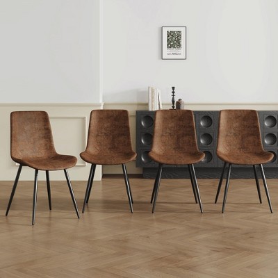 NicBex PU Dining Chairs Set of 4,Upholstered Armless Chair with Wider Seat Cushion,Square Backrest,Kitchen Chairs for Living,Meeting Room