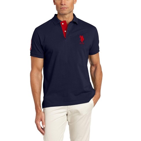 U.s. Polo Assn. Mens Slim Fit Short Sleeve Polo Shirt With Applique Engine  Red/international Blue X-large : Target