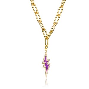 "Gorgeous 14K Gold Plated Cubic Zirconia Charm Necklace: A Dazzling Statement Piece to Elevate Your Ensemble with Radiant Sparkle and Timeless Elegance" - 1 of 3