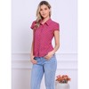 INSPIRE CHIC Women's Short Sleeve Vintage Polka Dots Button Up Blouse - 2 of 4