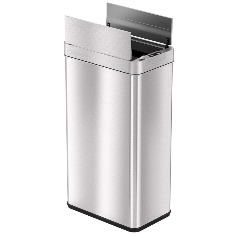 iTouchless Wings Open Lid Kitchen Sensor Trash Can with AbsorbX Odor Filter Rectangular 18 Gallon Silver Stainless Steel, 1 of 7