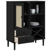 vidaXL Highboard SENJA Rattan Look Black 35.4 in.x15.7 in.x44.1 in. Solid Wood Pine - 4 of 4