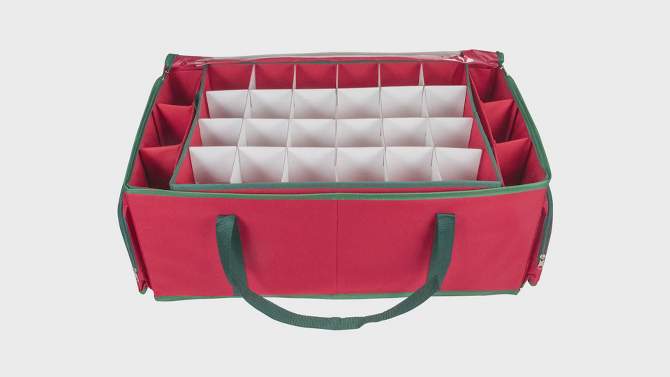 Northlight 24” Red and Green Christmas Ornament Storage Bag with Removable Dividers, 2 of 8, play video