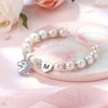 Turandoss Unicorn Bracelet Gifts for Girls - Pink Pearl and Rhinestone Balls Heart Initial Unicorn Bracelets Jewelry Birthday Gifts - 2 of 4