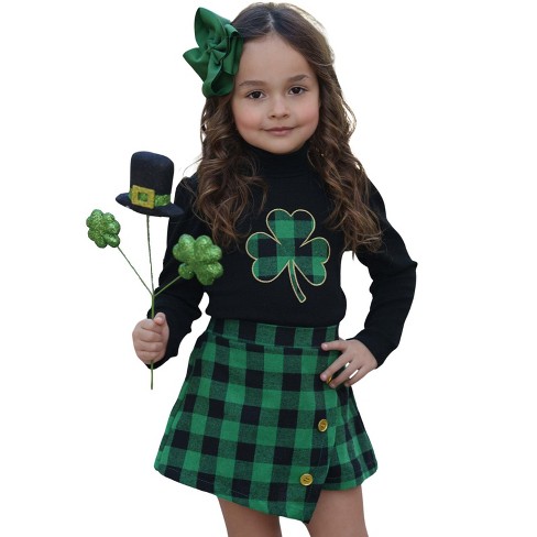 Green Parade Clover Plaid Skort Set - Mia Belle Girls - image 1 of 4