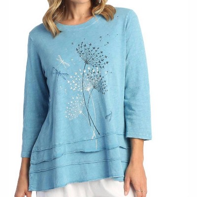 Women's Let's Fly Mineral Washed Cotton Layered Top - Jess & Jane