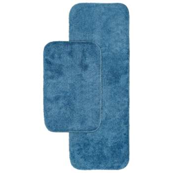 2pc Traditional Nylon Washable Bathroom Rug Set Basin Blue - Garland Rug
