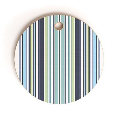 Sheila Wenzel-Ganny Lavender Mint Blue Stripes Round Cutting Board - Deny Designs
