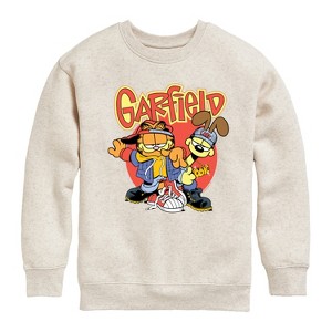 Boys' - Garfield - Garf And Odie Logo Graphic Long Sleeve Fleece Sweatshirt - 1 of 4