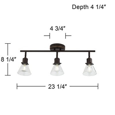Adjustable Bronze 3-Light Track Fixture with Clear Glass Shades