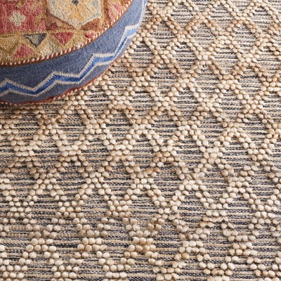 Handmade Natural Fiber Flat Weave Area Rug in Light and Dark Grey