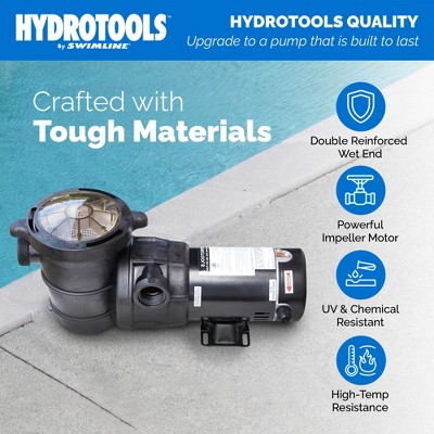 Black Thermoplastic 1.5 HP 2-Speed Horizontal Discharge Pool Pump