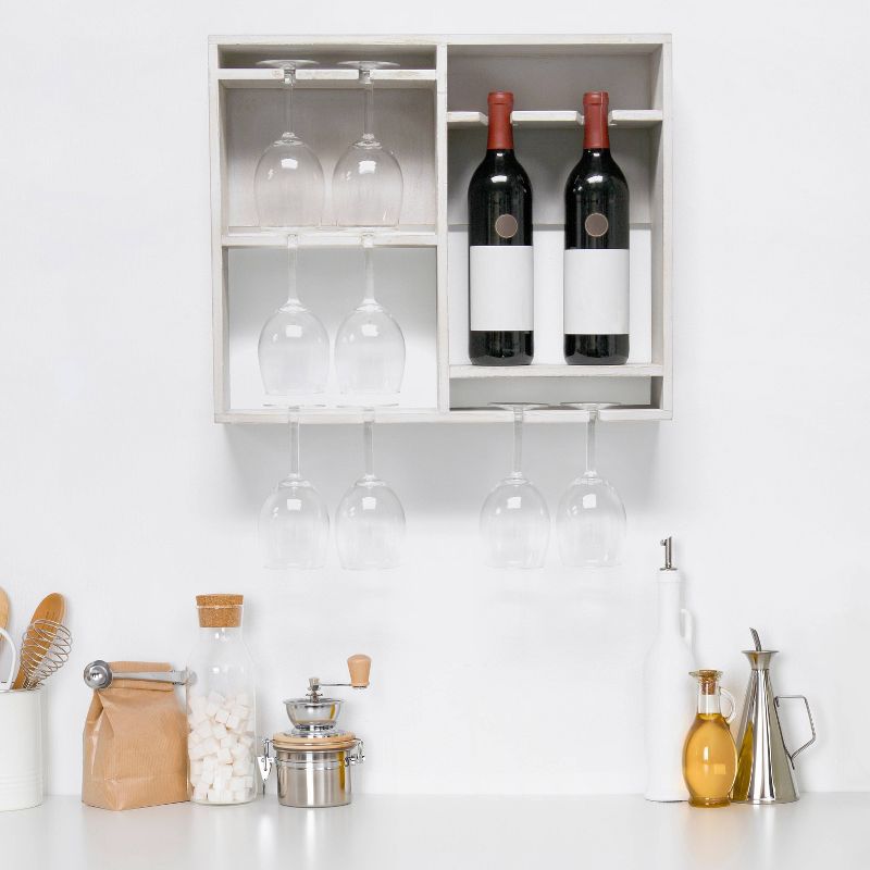 Bartow Wall Mounted Wood Wine Rack Shelf with Glass Holder - Elegant Designs, 2 of 9