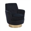 360° swivel upholstered armchair, comfortable reading chair for bedroom, with barrel design and gold stainless steel base - 2 of 4