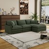 Corduroy Deep Seat Modular L-Shaped Sectional Sofa with 4 Pillows and Removable Ottoman for Living Room, Bedroom, or Apartment - 3 of 4
