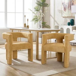 2PC Modern Chenille Upholstered Armchair, Solid Wood Frame Lounge Chair for Living Room or Bedroom - Coolbibila - 1 of 4