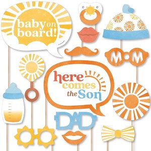 Big Dot of Happiness Here Comes The Son Baby Shower Photo Props, Boy Boho -Themed Personalized Selfie Photobooth Party Supplies - 20 Count - 1 of 4