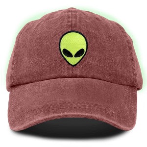 Dalix Alien Embroidered UFO Dad Hat Cotton Baseball Cap Adjustable Mens - 1 of 4
