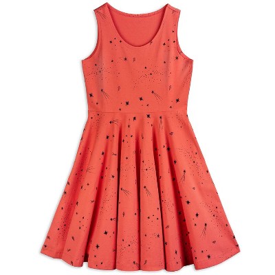 Mightly Girls Fair Trade Organic Cotton Sleeveless Twirl Dress, Coral Shooting Star