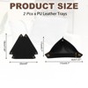 Unique Bargains PU Leather Anti-Slip Triangle Key Jewelry Valet Tray 6.7" x 6.7" 2 Pcs Black - 2 of 4
