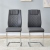 Dexmalle Set of 6 Faux Leather Dining Chairs with Metal Legs,Grey - 3 of 4
