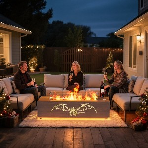 BDELITE 50,000 BTU Outdoor Fire Pit Table with LED Light, Propane Tank, Windshield, Glass Stone and Rain Cover-42*20*12 Inch - 1 of 4