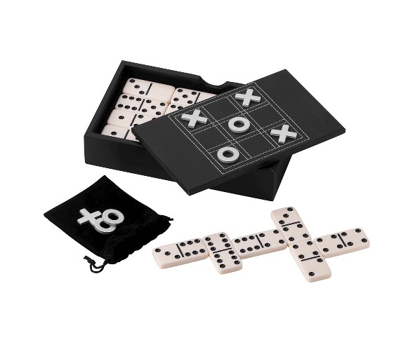 Domino and Tic-Tac-Toe Game Set with Storage Case