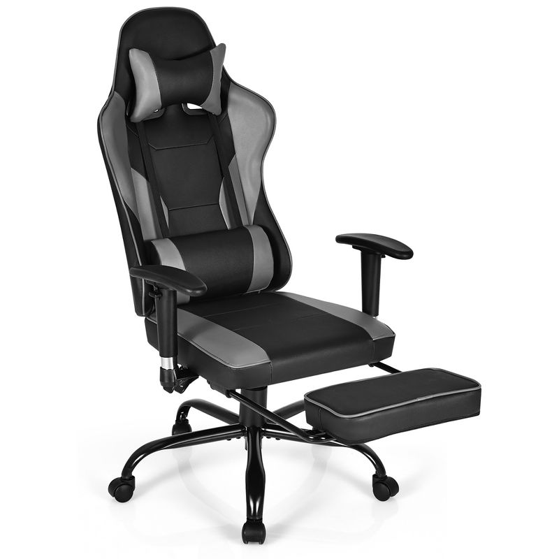 Costway Gaming Chair Racing High Back Office Chair w/ Footrest Black, 1 of 11