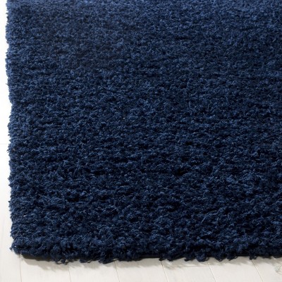 Navy 4' x 6' Hand-Knotted Shag Synthetic Rug