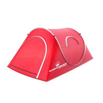 Pop-up Tent - 2 Person Water-Resistant Barrel Style Tent for Camping With Rain Fly and Carry Bag - Starchaser 2-person Tent by Wakeman Outdoors (Red)