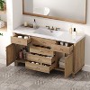 KWPZQEB 60" Bathroom Vanity with SMC Sink, Freestanding Vanity Cabinet with 2 Rattan Doors, 3 Hole Sink & 5 Drawers, Large Bath Vanity Sink Combo - 3 of 4