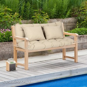 Aoodor 59" Tufted Porch Swing Cushions, Outdoor Swing Replacement Cushion 2-3 Seater with Backrest and 2 Pillows, Water and Fade Resistant - 1 of 4