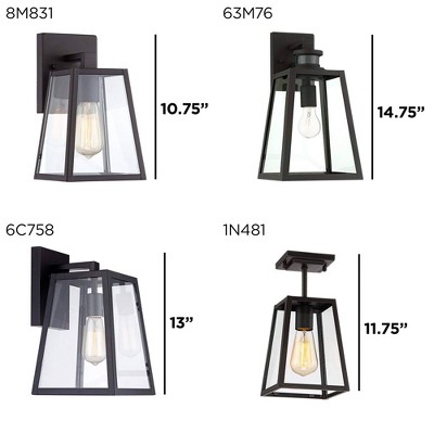 Arrington 13" Mystic Black Outdoor Wall Light with Clear Glass