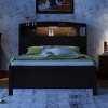 LED Platform Bed with Trundle and USB Ports, Bed with Flip-Up Storage Headboard and Under-Bed Drawers, Wooden Frame Bed-Baofuwish - 3 of 4