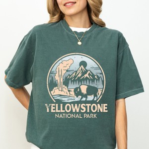 Yellowstone National Park Two-Toned Circle - Womens Garment Dyed Graphic T-Shirt - 1 of 4