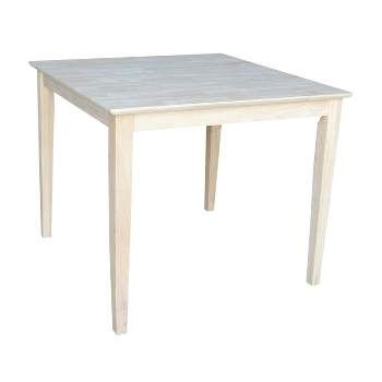 36" Square Solid Wood Table with Shaker Legs Unfinished - International Concepts