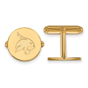 Black Bow Jewelry 14k Yellow Gold Plated Sterling Silver Texas State Bobcats NCAA Cuff Links - 1 of 3