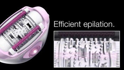 Epilator: Silk·épil 3-270 Pink with shaver head and trimmer cap