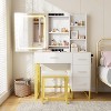 Vanity Desk Set, Dresser with Cushioned Stool, Makeup Vanity Set with 3 Lighting Colors, 4 Drawers and 5 Storage Shelves for Bedroom - 2 of 4