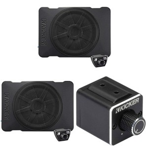 Kicker (2) 51HS10 Hideaway Compact Powered Subwoofer, 10-Inch & 51DBRC Dual Amp Bass Remote Bundle - 1 of 4