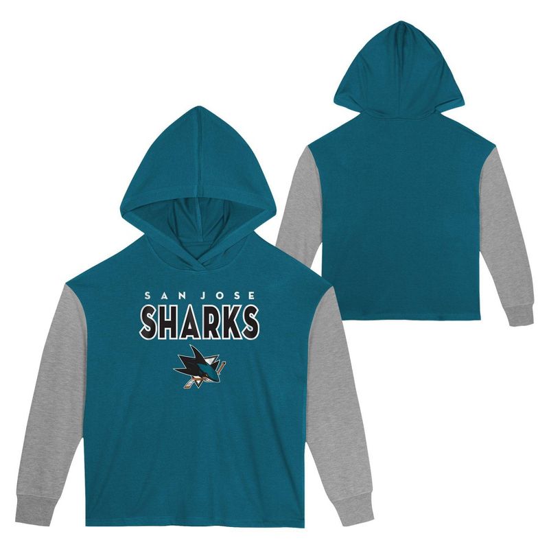 NHL San Jose Sharks Girls&#39; Poly Fleece Hooded Sweatshirt, 1 of 4