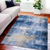 HomeRoots 6' X 9' Blue and Gold Abstract Printed Washable Non Skid Area Rug - 2 of 4