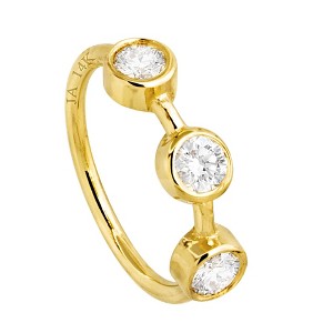 Jewelry Avalanche 20G 14K Gold Bezel Set 3-stone Moissanite Nose Hoop Ring - 1 of 4